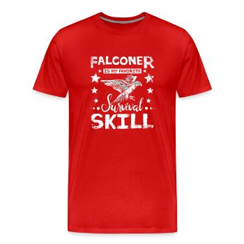 Falconer is my favorite survival skill - Männer Premium Bio T-Shirt - Rot - Vorne - Damien (186cm)