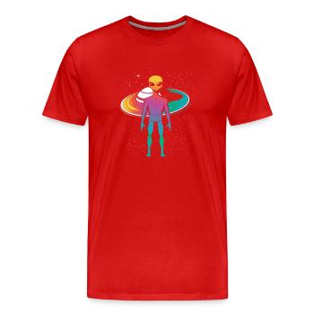 Alien Outer Space Gift - Men's Premium Organic T-Shirt - red - Front - Damien (186cm)