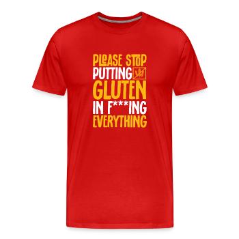 Sans gluten Intolérance au gluten - T-shirt bio Premium Homme - rouge - Devant - Damien (186cm)