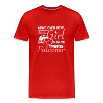 Let this girl show you how to be a Falconer - Männer Premium Bio T-Shirt - Rot - Vorne - Damien (186cm)