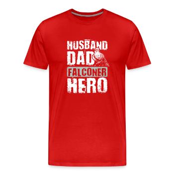Husband dad falconer hero - Männer Premium Bio T-Shirt - Rot - Vorne - Damien (186cm)