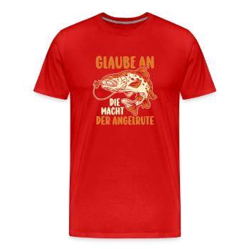 Pêcheur à la ligne Pêche à la canne à pêche - T-shirt bio Premium Homme - rouge - Devant - Damien (186cm)