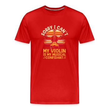 Tut mir leid, dass ich es nicht kann Meine Geige ist mein musikalischer Vertrauter - Männer Premium Bio T-Shirt - Rot - Vorne - Damien (186cm)