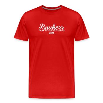 Constructeur 2024 Nous construisons les constructeurs de maisons de nos rêves - T-shirt bio Premium Homme - rouge - Devant - Damien (186cm)