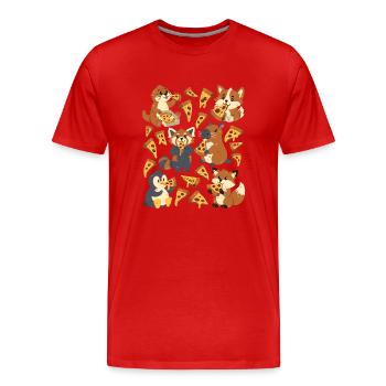 Pizza: Capybara, Fuchs, Corgi, Otter, Pinguin - Männer Premium Bio T-Shirt - Rot - Vorne - Damien (186cm)