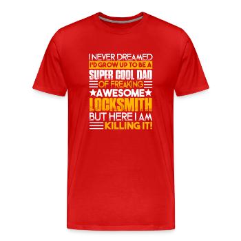 Locksmith Super Cool Locksmith Dad - Men's Premium Organic T-Shirt - red - Front - Damien (186cm)