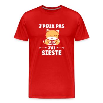 J'ai sieste - T-shirt bio Premium Homme - rouge - Devant - Damien (186cm)