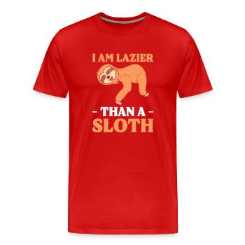 Lustiges Faultier Naturschützer - Männer Premium Bio T-Shirt - Rot - Vorne - Damien (186cm)