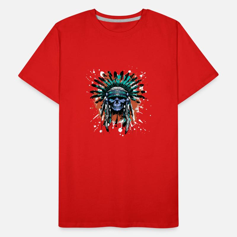 Apache Crâne Indien Coloré T-shirt bio Premium Homme