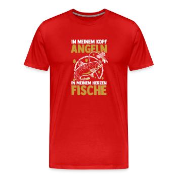 Pêcheur à la ligne Canne à pêche Pêche - T-shirt bio Premium Homme - rouge - Devant - Damien (186cm)