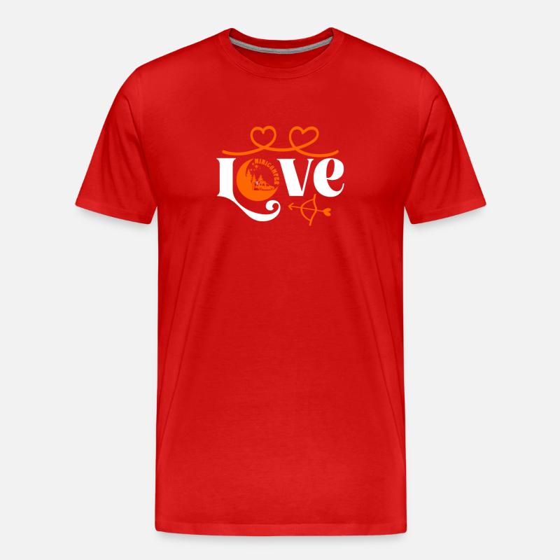 Minicamper Lover Herzen Camping-Camper Microcamper - Männer Premium Bio T-Shirt - Rot