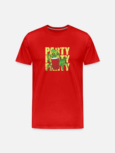 Party praying mantis with drink - Men's Premium Organic T-Shirt - red