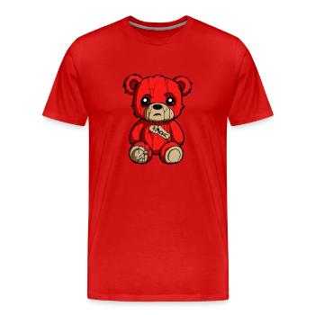 Ein leicht trauriges Plüschtier Bärchen Bär - Männer Premium Bio T-Shirt - Rot - Vorne - Damien (186cm)