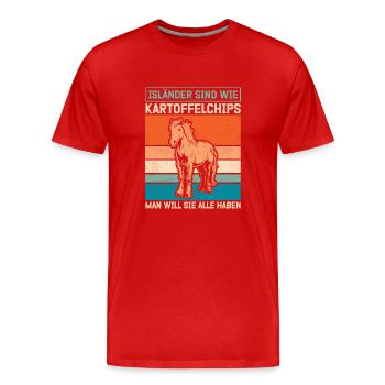 Cheval islandais Isi islandais poney islandais cadeau - T-shirt bio Premium Homme - rouge - Devant - Damien (186cm)