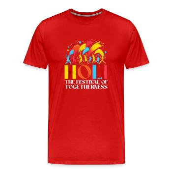 Joyeuse Holi Salutations Hindouisme Festival Indien - T-shirt bio Premium Homme - rouge - Devant - Damien (186cm)