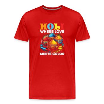Joyeuse Holi Salutations Hindouisme Festival Indien - T-shirt bio Premium Homme - rouge - Devant - Damien (186cm)