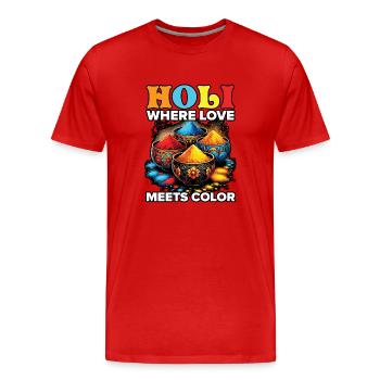 Joyeuse Holi Salutations Hindouisme Festival Indien - T-shirt bio Premium Homme - rouge - Devant - Damien (186cm)