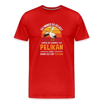 Wasservogel Retro Pelikan Motiv - Männer Premium Bio T-Shirt - Rot - Vorne - Damien (186cm)