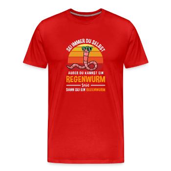 Wurm Kriechtier Retro Regenwurm Motiv - Männer Premium Bio T-Shirt - Rot - Vorne - Damien (186cm)