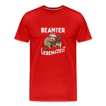 Fonctionnaire à vie Fonctionnaire 4 Vie - T-shirt bio Premium Homme - rouge - Devant - Damien (186cm)