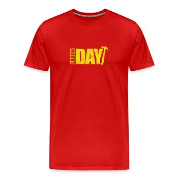 Fête du Travail aux États-Unis d’Amérique - T-shirt bio Premium Homme - rouge - Devant - Damien (186cm)