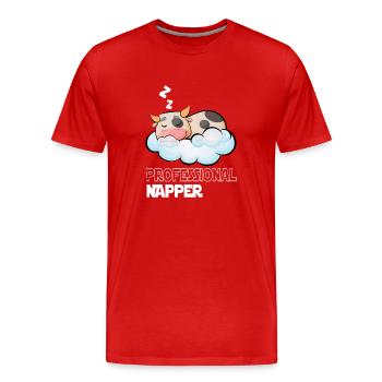 Professinonal Napper Vache Dormir Lève Tard - T-shirt bio Premium Homme - rouge - Devant - Damien (186cm)