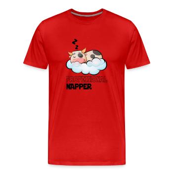 Professinonal Napper Vache Dormir Lève Tard - T-shirt bio Premium Homme - rouge - Devant - Damien (186cm)
