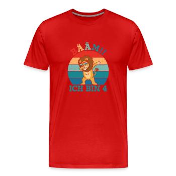 Bääm J’ai 4 ans Lion - T-shirt bio Premium Homme - rouge - Devant - Damien (186cm)