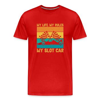 Vintage Retro My Life My Rules My Slot Car Gift - Männer Premium Bio T-Shirt - Rot - Vorne - Damien (186cm)