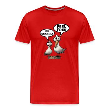 Be Seagull feel free - Men's Premium Organic T-Shirt - red - Front - Damien (186cm)
