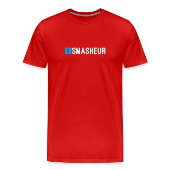 Smasheur. Pour les joueurs de Padel qui smash - T-shirt bio Premium Homme - rouge - Devant - Damien (186cm)