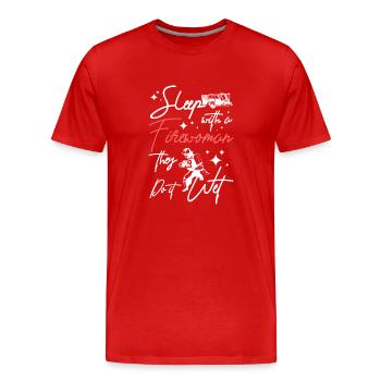 Dormir avec une pompière, ils le font mouillé - T-shirt bio Premium Homme - rouge - Devant - Damien (186cm)