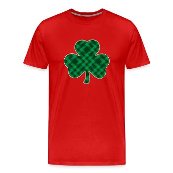 Buffle vert à carreaux trèfle - T-shirt bio Premium Homme - rouge - Devant - Damien (186cm)