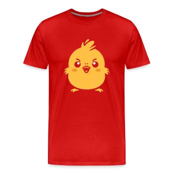 Kleines gelbes Küken - Männer Premium Bio T-Shirt - Rot - Vorne - Damien (186cm)