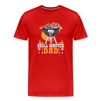 Grillmaster Dad BBQ Grill Grilling Barbecue Smoker - Men's Premium Organic T-Shirt - red - Front - Damien (186cm)