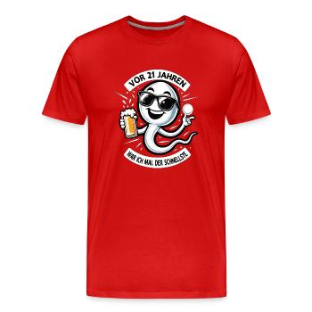 21 years ago I was fastest - Men's Premium Organic T-Shirt - red - Front - Damien (186cm)