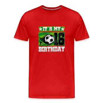 16th birthday Boy Soccer 16 Years Old Gifts - Männer Premium Bio T-Shirt - Rot - Vorne - Damien (186cm)