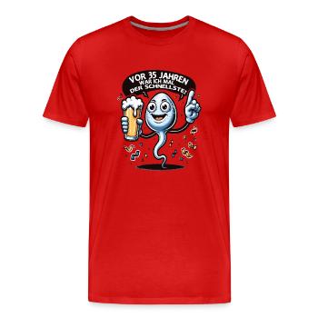 35 years ago I was the fastest - Men's Premium Organic T-Shirt - red - Front - Damien (186cm)
