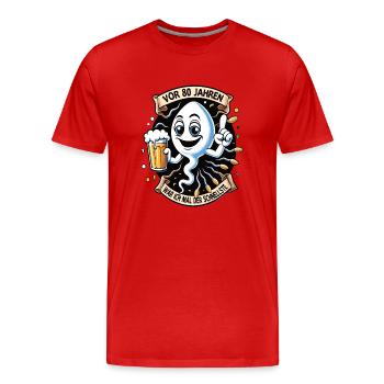 Vor 80 Jahren War Ich Schnellste - Männer Premium Bio T-Shirt - Rot - Vorne - Damien (186cm)
