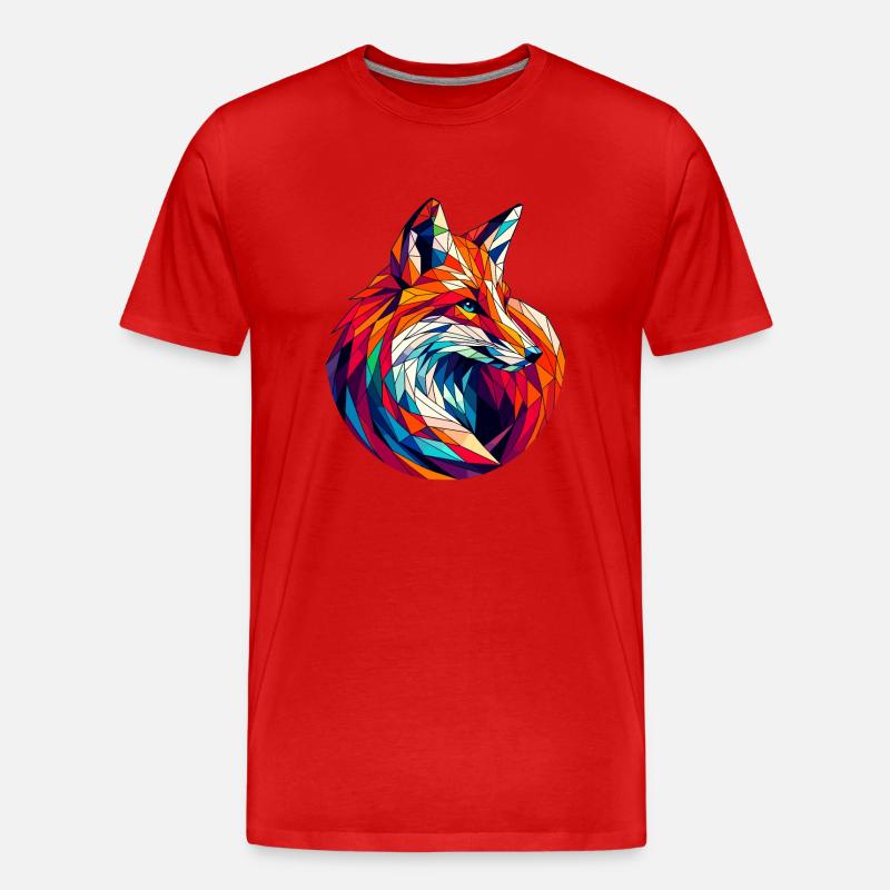 Fuchs in Polygonendarstellung - Männer Premium Bio T-Shirt - Rot
