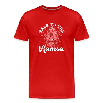 Hamsa Eye Hand Talisman Yoga Fluchschutz - Männer Premium Bio T-Shirt - Rot - Vorne - Damien (186cm)