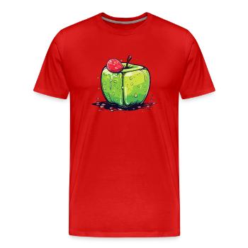 Würfel Apfel Cube Apple - Männer Premium Bio T-Shirt - Rot - Vorne - Damien (186cm)
