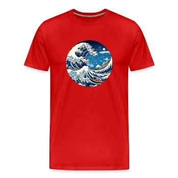 Große Welle La Grande Vague Kanagawa - T-shirt bio Premium Homme - rouge - Devant - Damien (186cm)