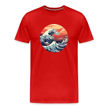 Große Welle The Great Wave Kanagawa - Men's Premium Organic T-Shirt - red - Front - Damien (186cm)