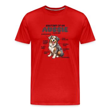 Dog Explanation Anatomy of an Australian Shepherd - Men's Premium Organic T-Shirt - red - Front - Damien (186cm)