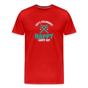 Célébrons la bonne fête du Travail - T-shirt bio Premium Homme - rouge - Devant - Damien (186cm)