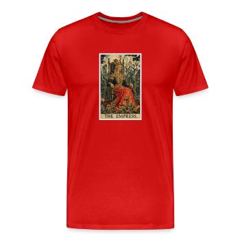 Carte de Tarot L’Impératrice Le Souverain - T-shirt bio Premium Homme - rouge - Devant - Damien (186cm)