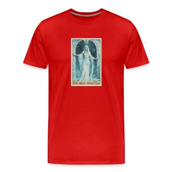 Carte de Tarot La Grande Prêtresse La Grande Prêtresse - T-shirt bio Premium Homme - rouge - Devant - Damien (186cm)