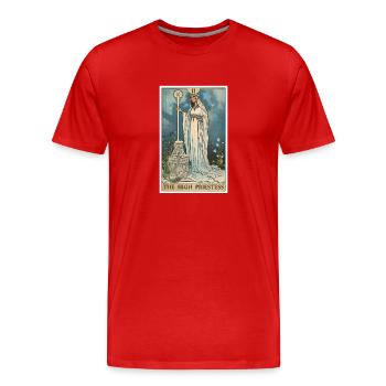 Carte de Tarot La Grande Prêtresse La Grande Prêtresse - T-shirt bio Premium Homme - rouge - Devant - Damien (186cm)