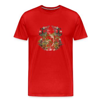 Animaux de la forêt Cerf orignal Suède Sauvage Forêt Nature - T-shirt bio Premium Homme - rouge - Devant - Damien (186cm)
